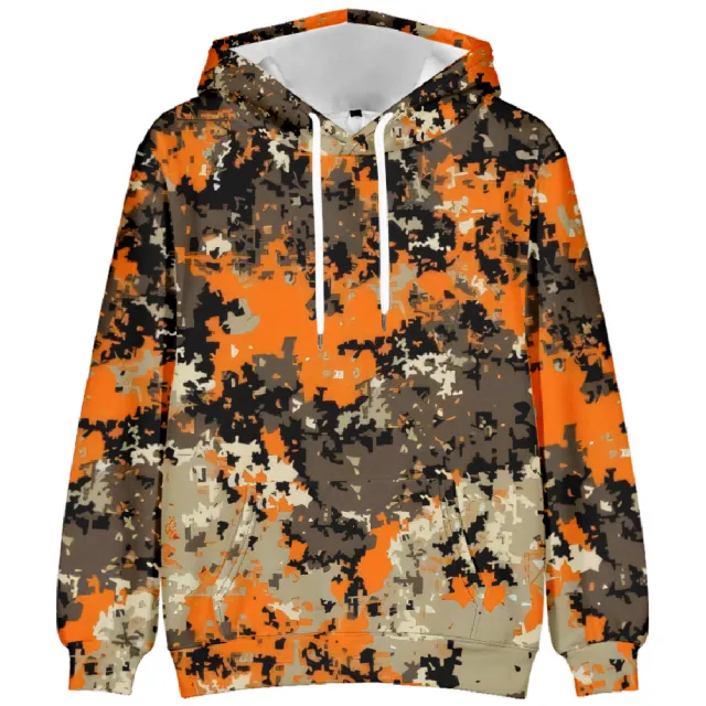 European And American Autumn And Winter Leaf Pattern Drop Shoulder Hooded Sweater 6 Style S - Shop at LoveMi