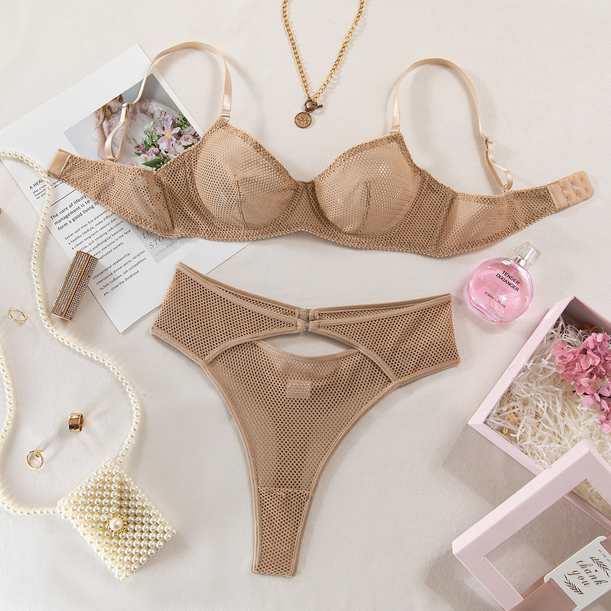 Skinny Hollow-out See-through Bikini Swimsuit Suit