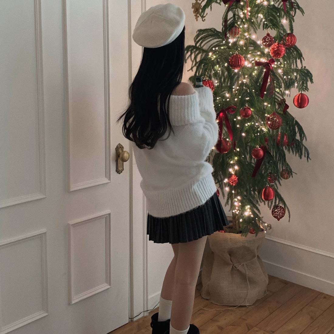 Off-the-shoulder Off-neck Sweater Women's Large Knitted Top