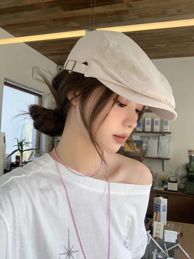 Korean Ins Bow Advance Hats Female Summer And Autumn Beige 27 Light Board - Shop at LoveMi