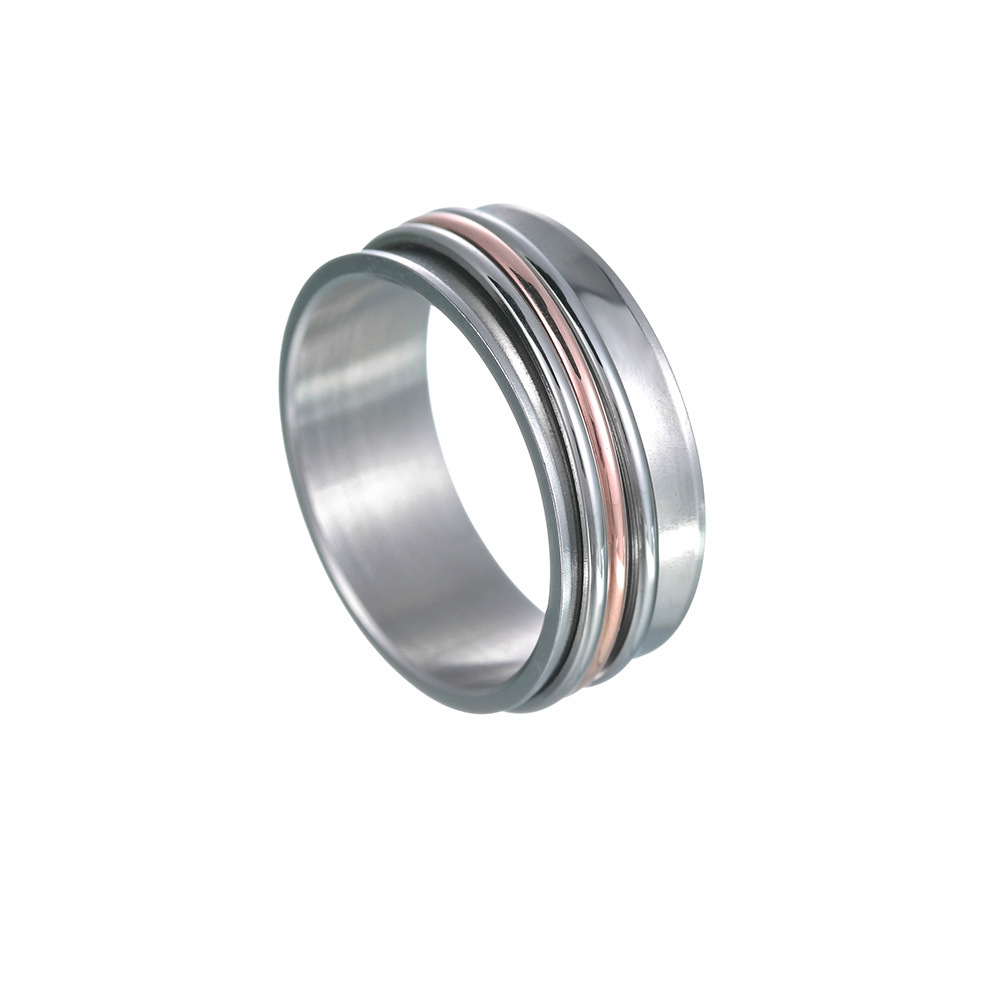 Concave Three-color Three-ring Rotating Titanium Steel Ring