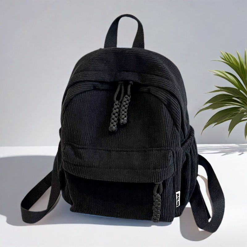 Fashionable Corduroy Student Backpack Compact Travel Daypack 3