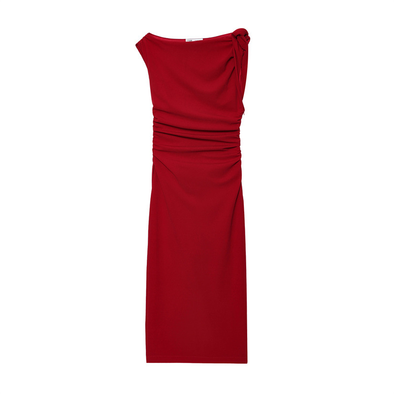 New Summer Asymmetric Sleeveless Dress Red - Shop at LoveMi