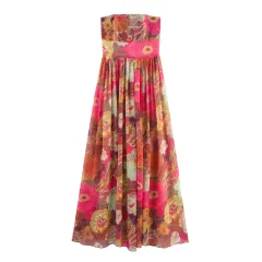 Ethnic Style Floral Print Tube Top Dress - View 1