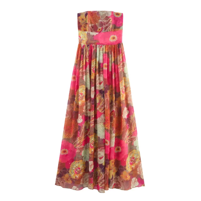 Ethnic Style Floral Print Tube Top Dress - Shop at LoveMi