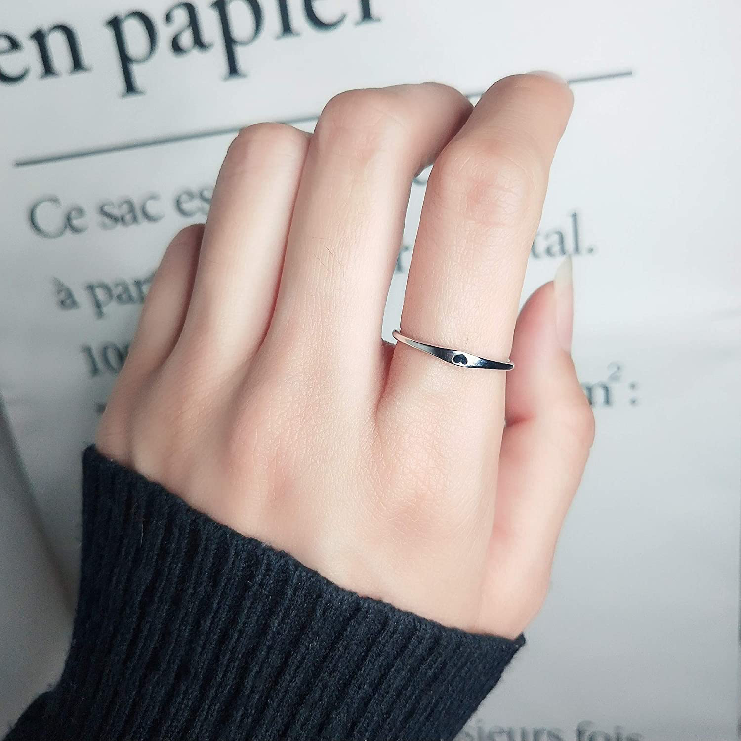S925 Silver Niche Minimalist Heart Bestie Ring