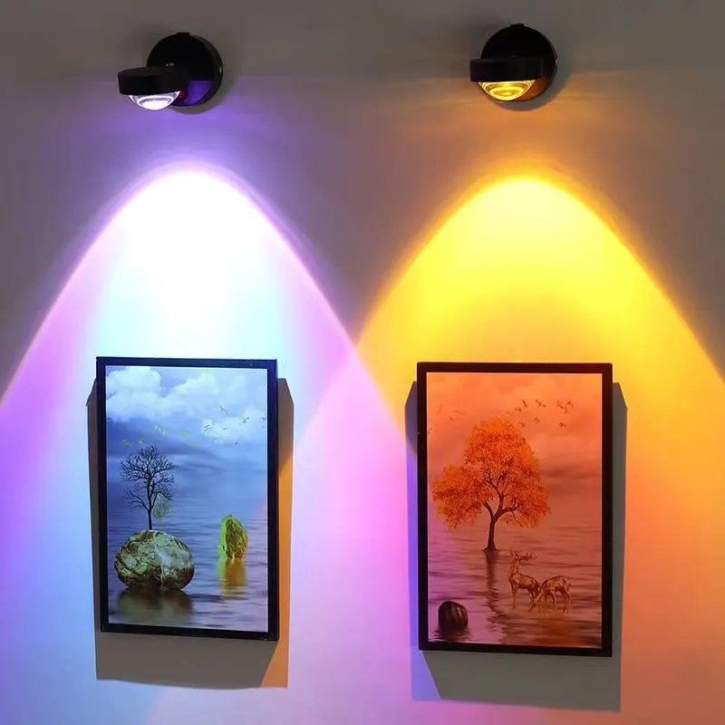 Rechargeable Sunset Red Wall Lamp Bedroom Bedside Installation-free