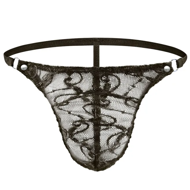 Men's Transparent Mesh Dark Pattern Low Waist Underpants Brown - Shop at LoveMi