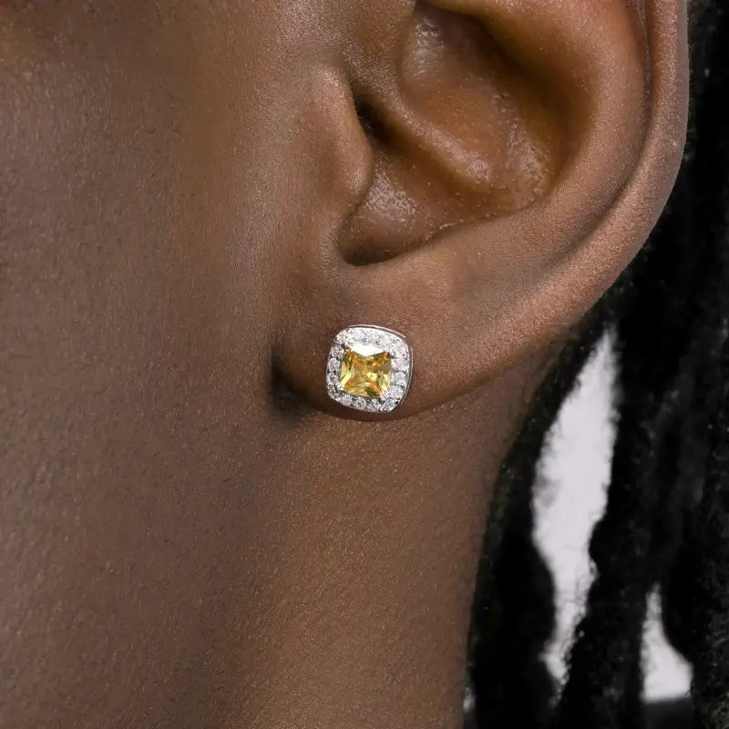 Sterling Silver S925 Diamond Rock Candy Stud Earrings