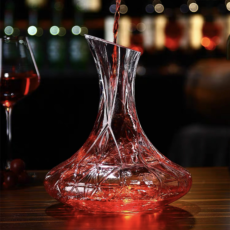Lead-free Crystal Glass Bevel Wine Decanter
