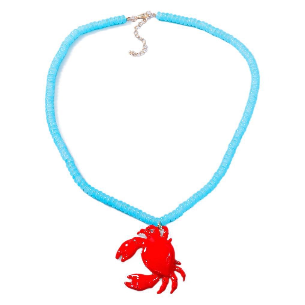 Beach-style Red Crab Bead Necklace