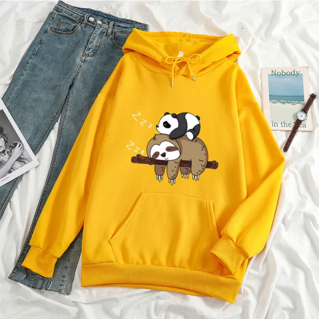 Women's Anime Print Long Sleeve Loose fitting Casual Pullover Yellow - Shop at LoveMi