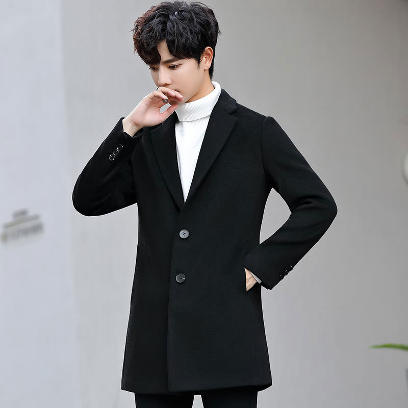 Casual Minimalist Slim Fit Mens Coat