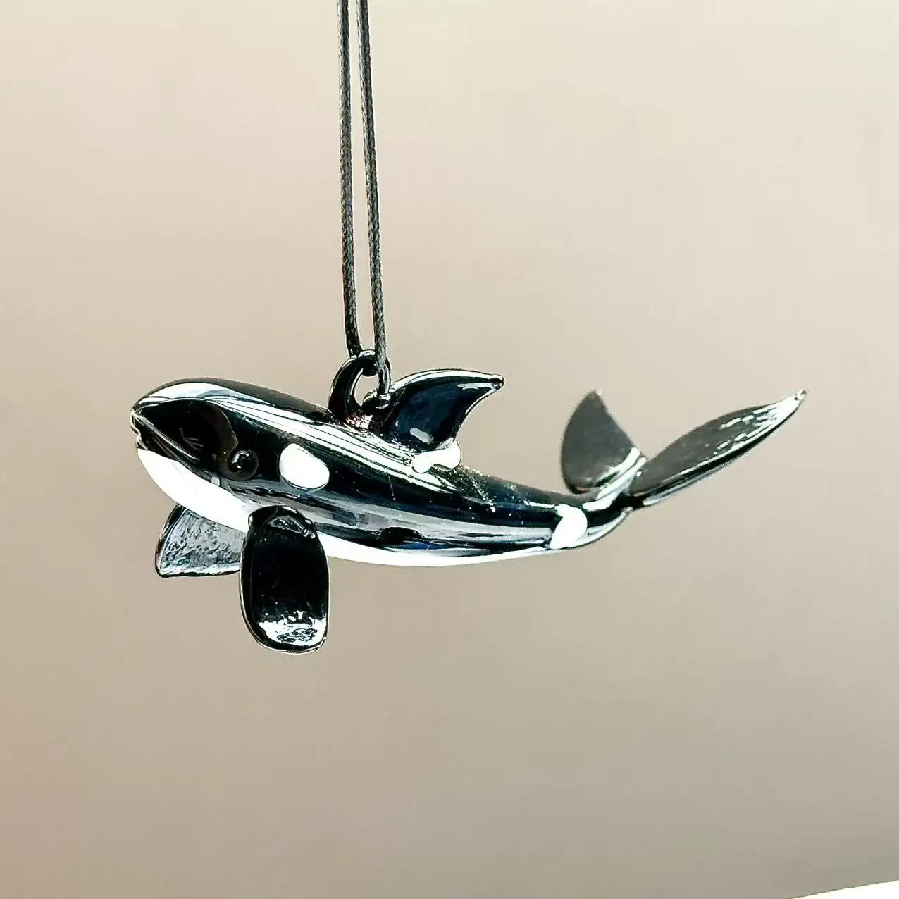 Decorative Ornament A Small Orca-shaped Glass Pendant