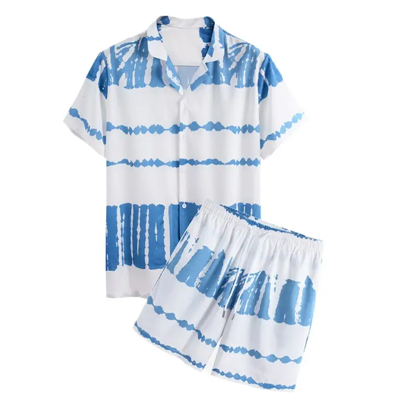 Personality Printing Lapel Shirt Loose Shorts Beach Suit