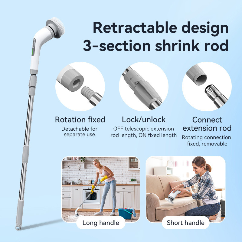 Electric Long Handle Cleaning Brush Multi-function Angle