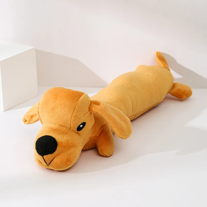 Pet Animal Plush Toy Sound - Yellow Lying Dog