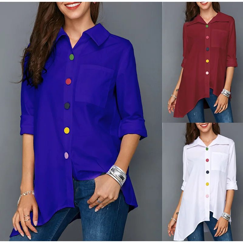 Title 1, New ladies irregular color button shirt