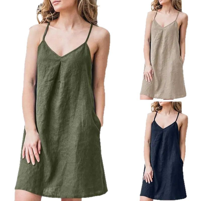 Artistic Vintage Loose-fit Slip Dress