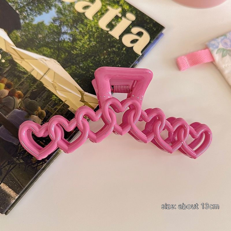 Love Heart shaped Hairpin Female Shark Clips Hairpin Headwear Rose Red - Shop at LoveMi