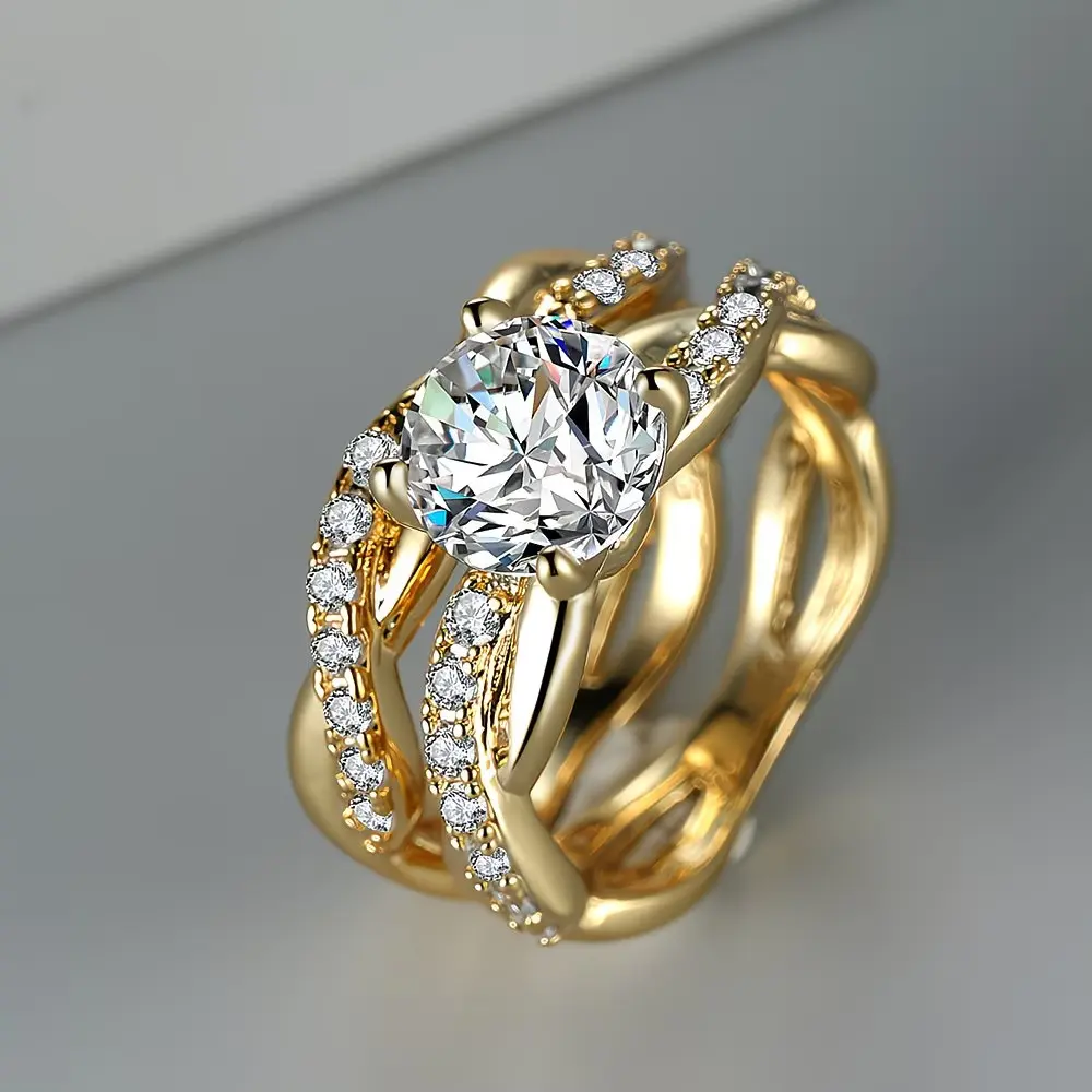 Zircon-inlaid Mens And Womens Ring