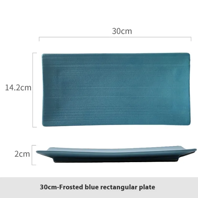 Rectangular Plate Household Minimalist Porcelain Dinner Plate 30Cm Frosted Blue - Shop at LoveMi