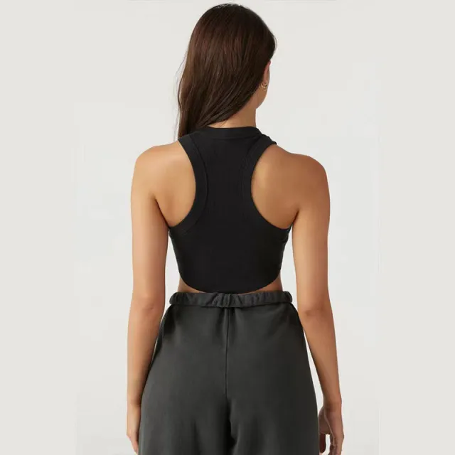 Women's Fitness Yoga Dance Running With Chest Pad Quick drying Top Vest Black - Shop at LoveMi