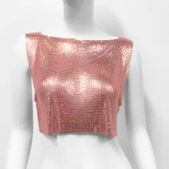 Women's Metal Sequins Top Sweet And Spicy Style Vest - Rose Gold - View 1
