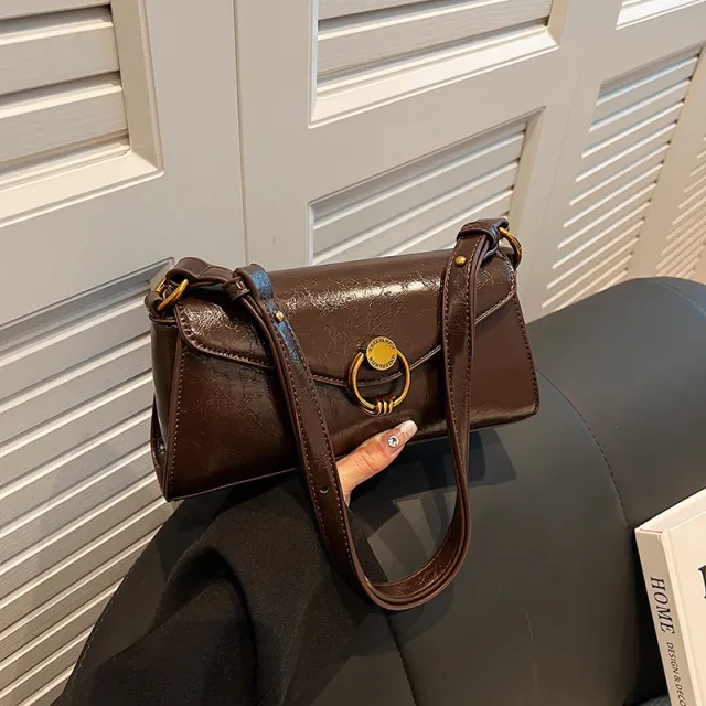 Fashion Advanced Texture Baguette Bag Coffee - Shop at LoveMi