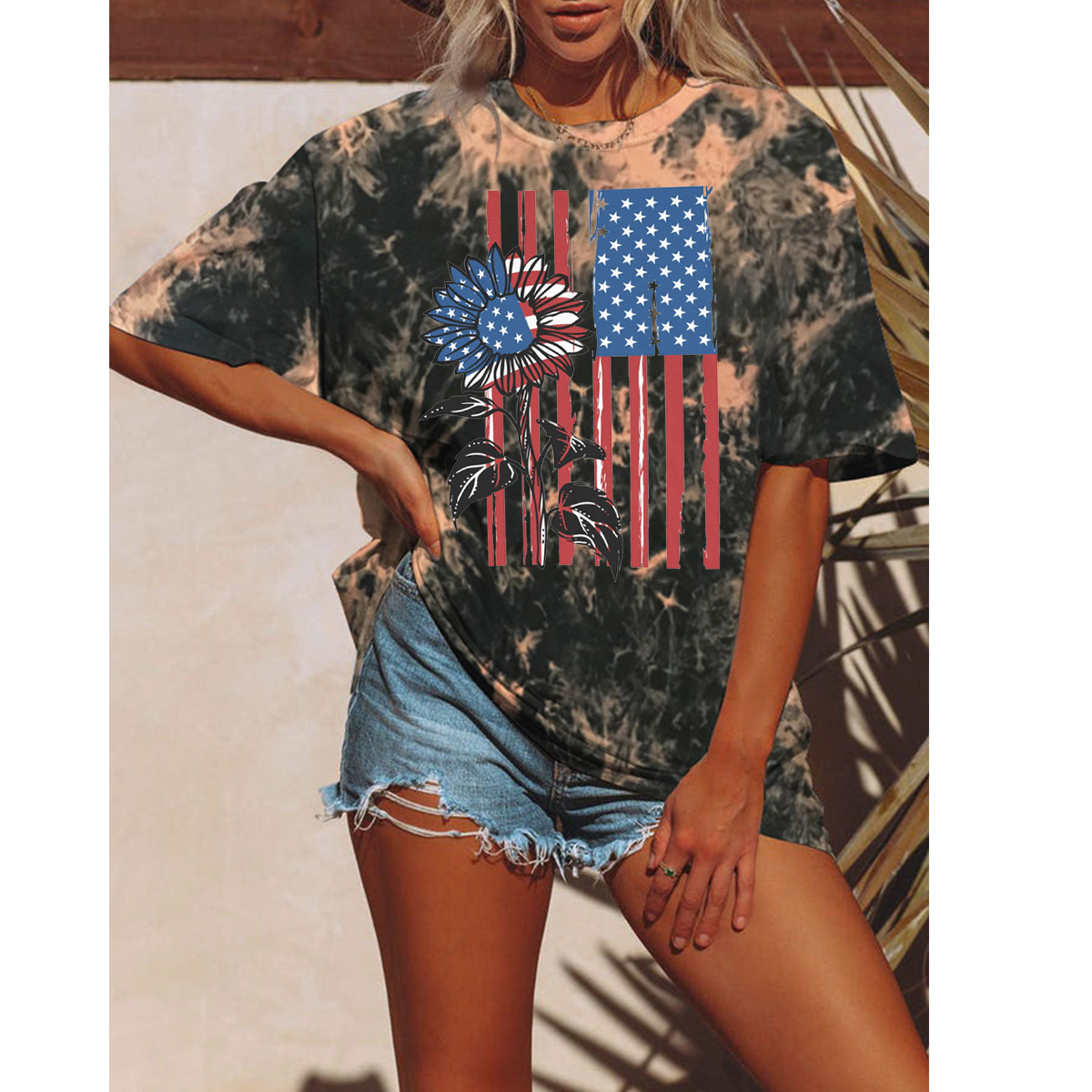 Women's Tie-dyed Printed Short Sleeve