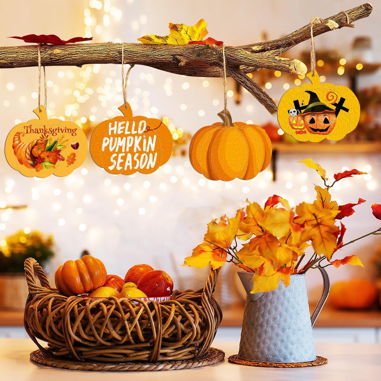 Wooden Pumpkin Halloween Decoration Hollow Carved DIY Graffiti Ornament