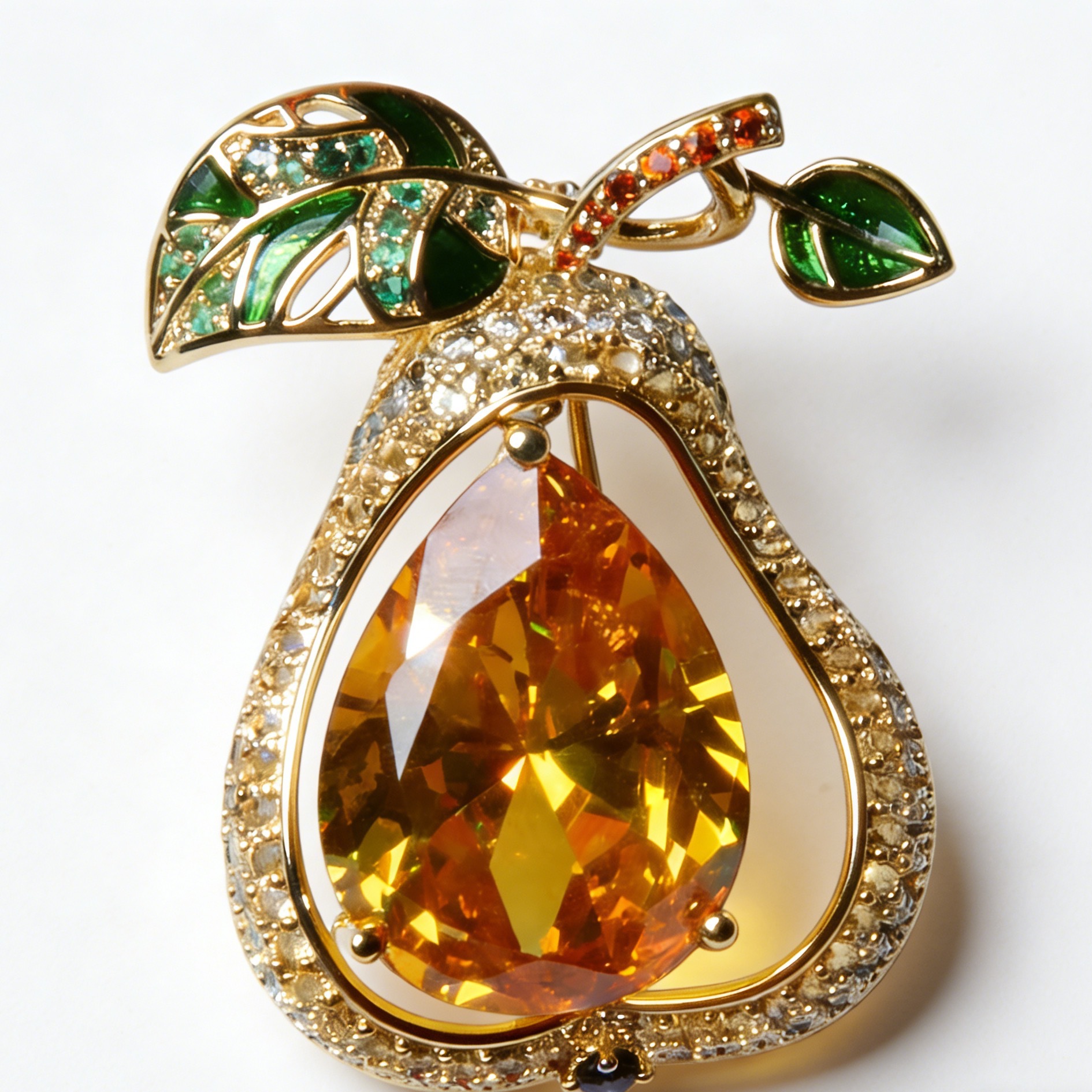 Pear-Shaped Cubic Zirconia Brooch