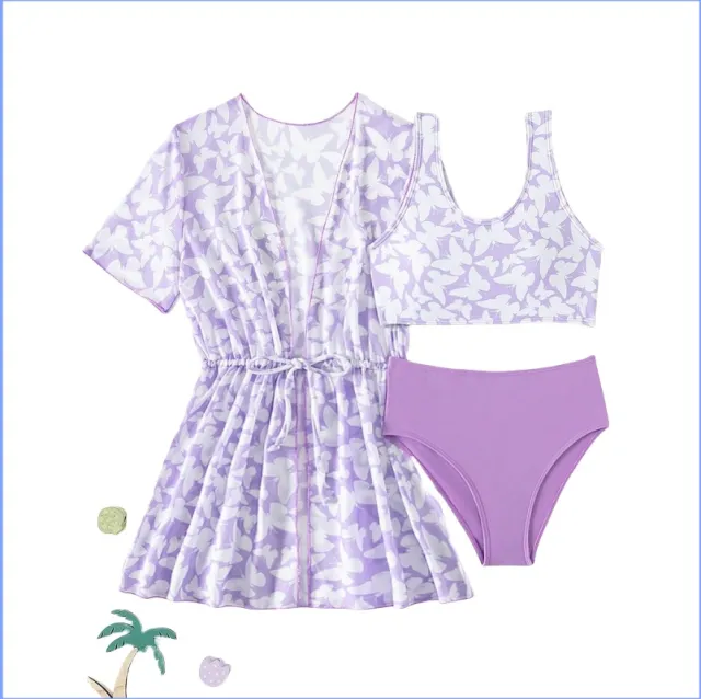 Three Piece Split Swimsuit Cover Print 3218 9Y - Shop at LoveMi