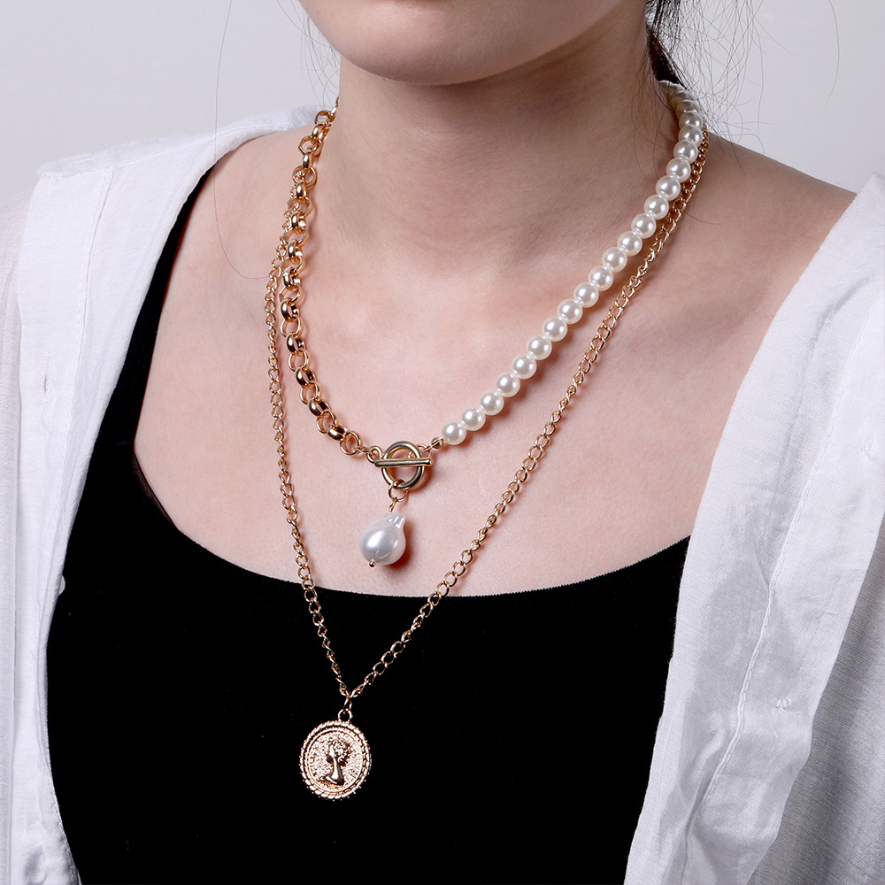 Popular Retro Simple Double-layer Pearl