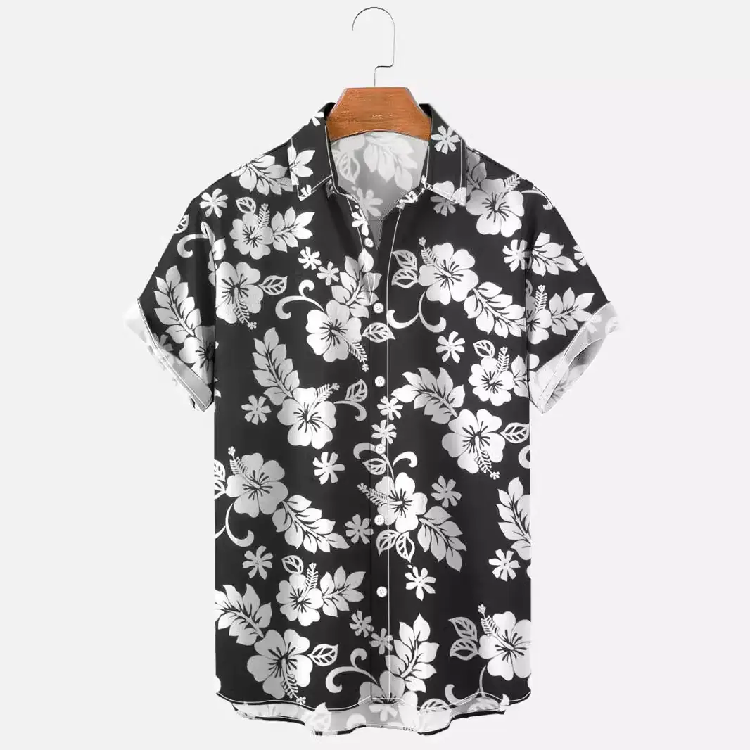 Summer Flower Pattern Seaside Men's Clothing Print Shirt