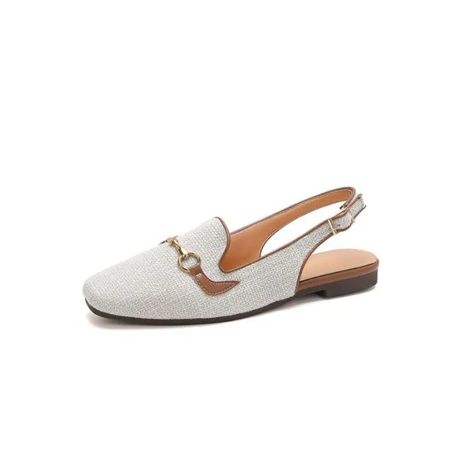 Women's Korean style Fashion Closed Toe Casual Metal Chain Sandals Beige - Shop at LoveMi