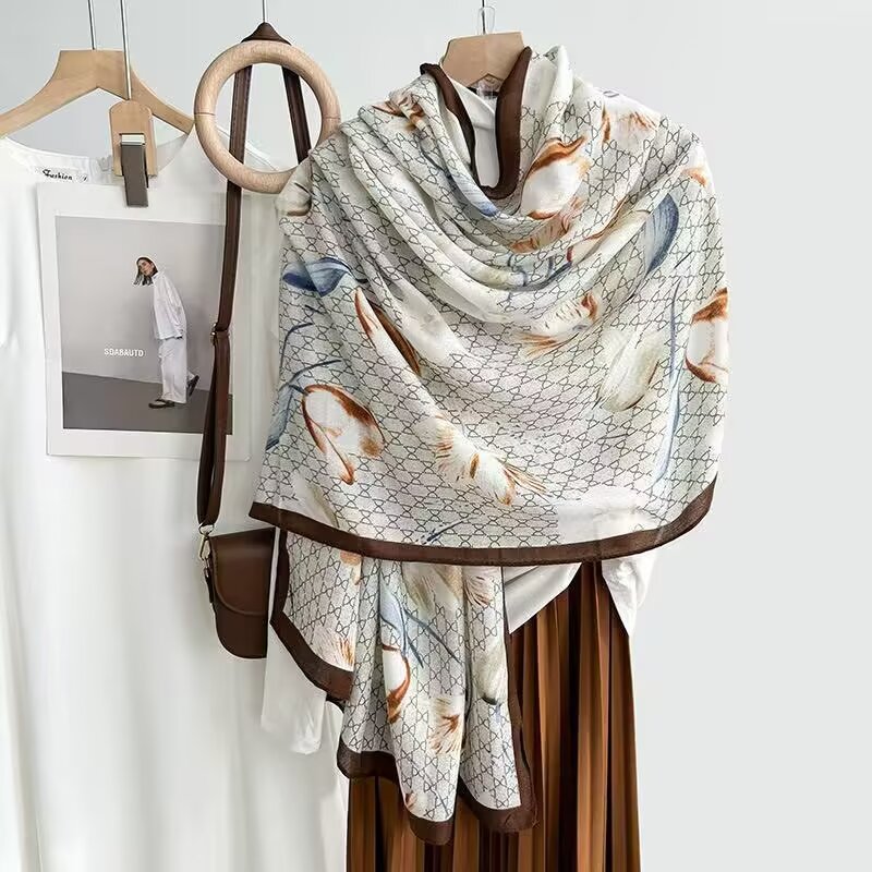 Cotton And Linen Scarf Thin And Silky Shawl Travel Sun-proof Beach Towel For Women