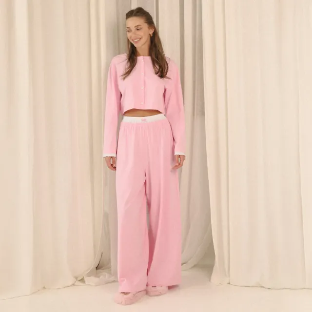 Long Sleeve And Pants Pajama Set Loungewear Pink - Shop at LoveMi