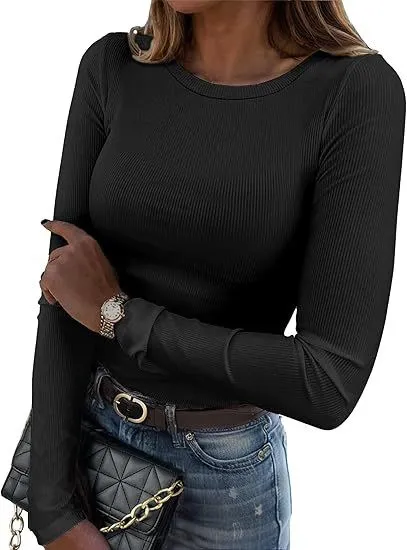 Slim Fit Casual Basic Top Black - Shop at LoveMi