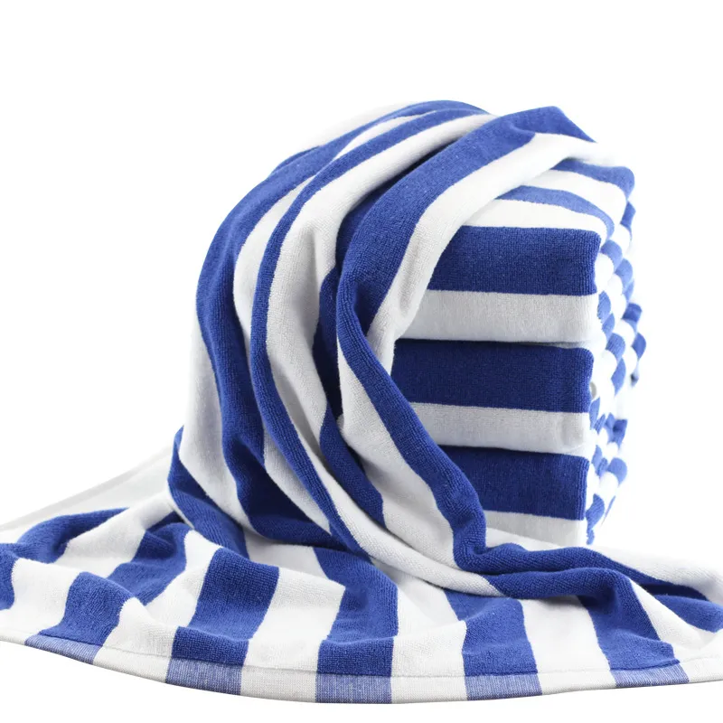 Cotton Yarn-dyed Jacquard Beach Bath Towel - Blue And White Bath Towel