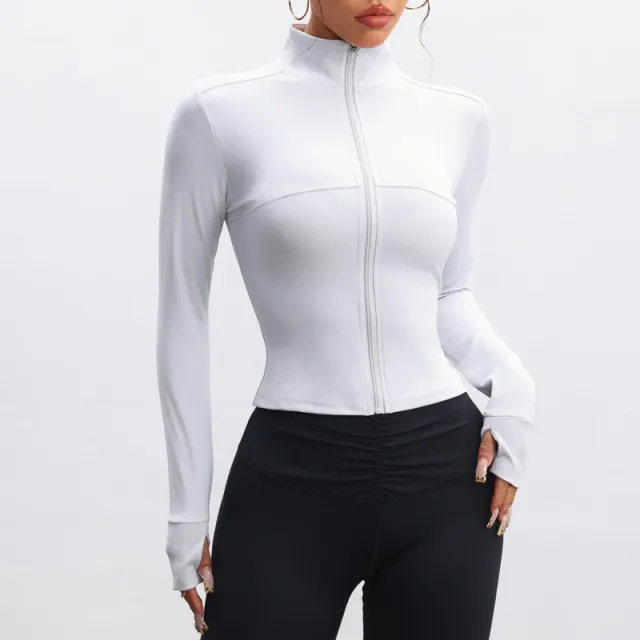 Stand Collar Long sleeve Zipper Jacket Cloud Gray - Shop at LoveMi