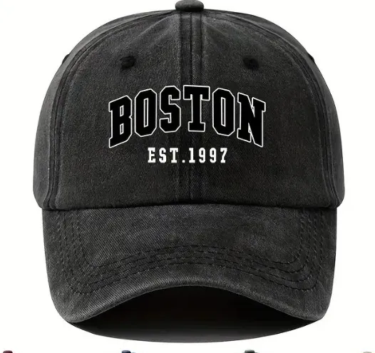 Washed Cotton Letter Baseball Cap Black - Shop at LoveMi