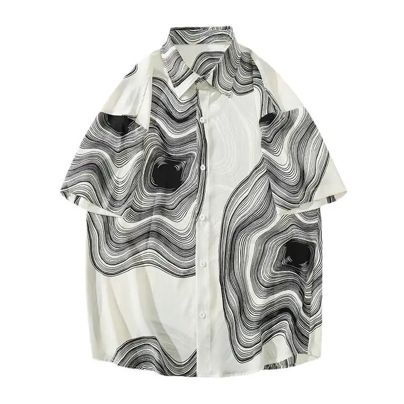 Summer Menswear Shirt Hong Kong Style Fashionable Temperament Short Sleeve