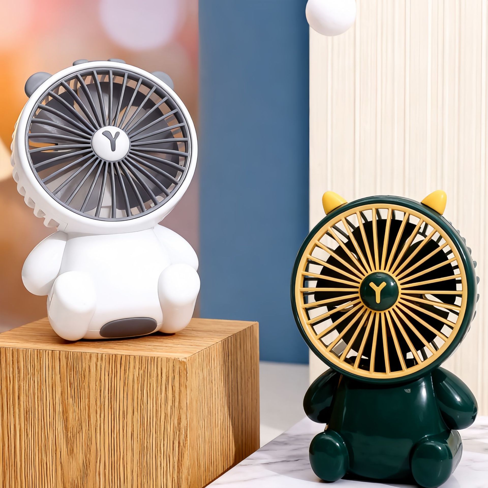Cartoon Electric Fan Mini Handheld Rechargeable Fan