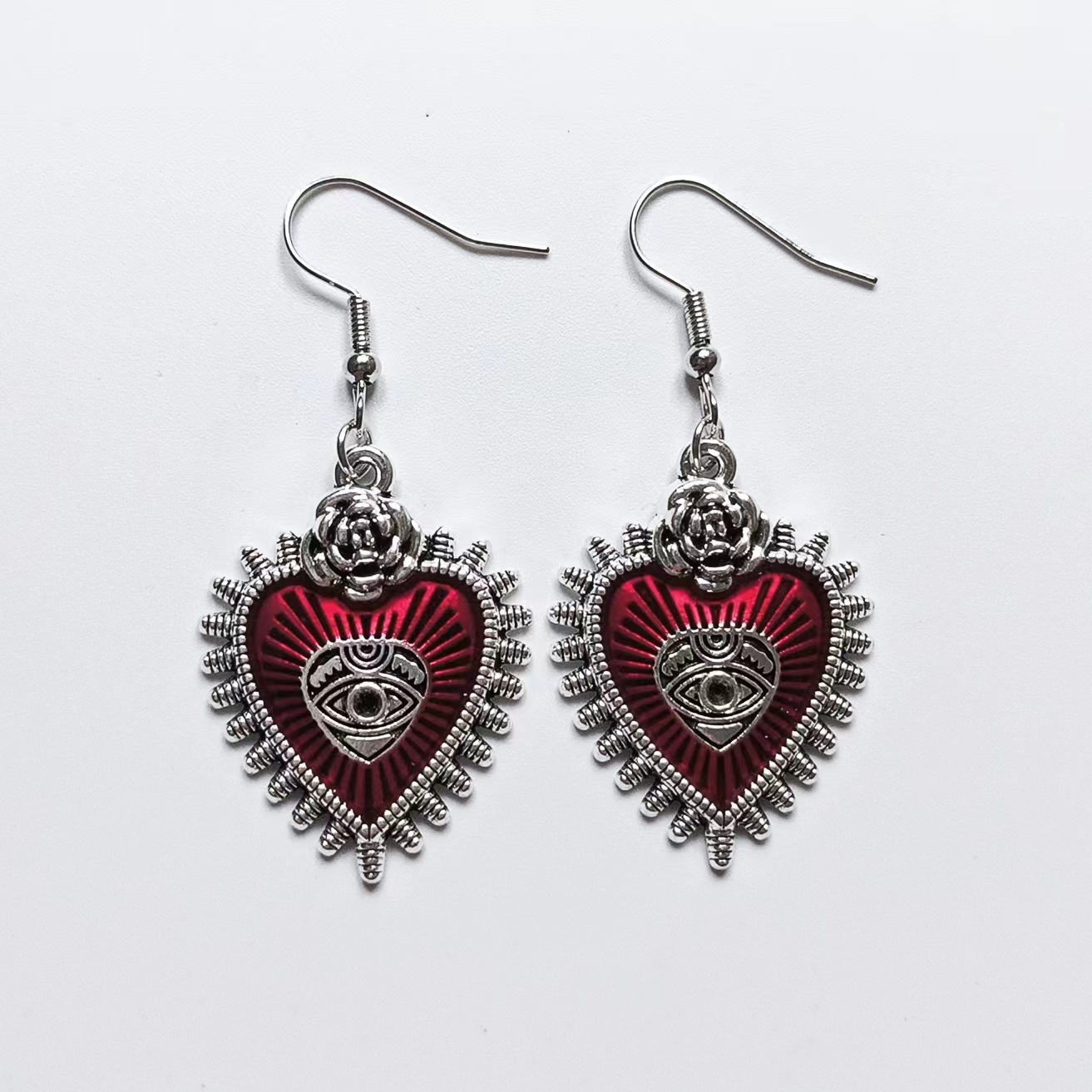 Blood-Red Eye Dripping-Oil Bat Earrings