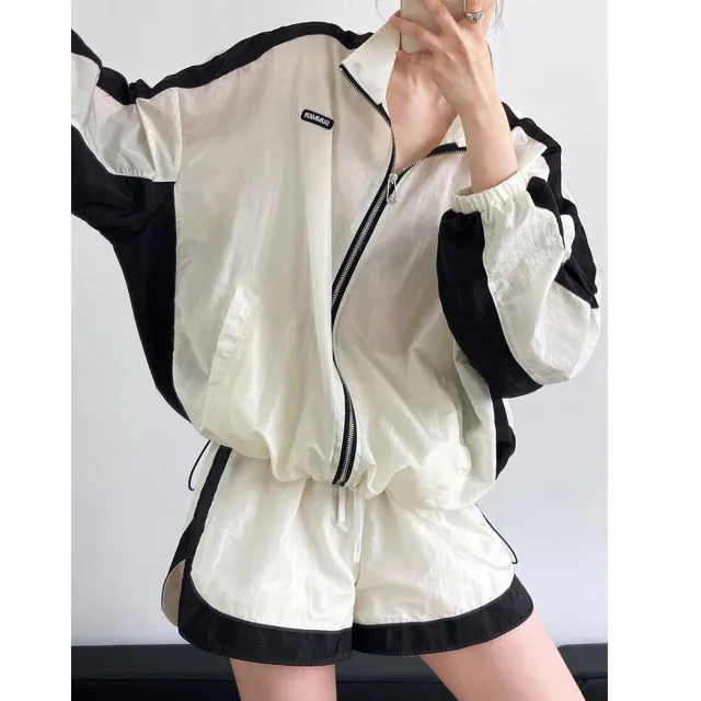 Color blocked Sun protective Clothing Casual Lightweight Outfit Set Suit - Shop at LoveMi