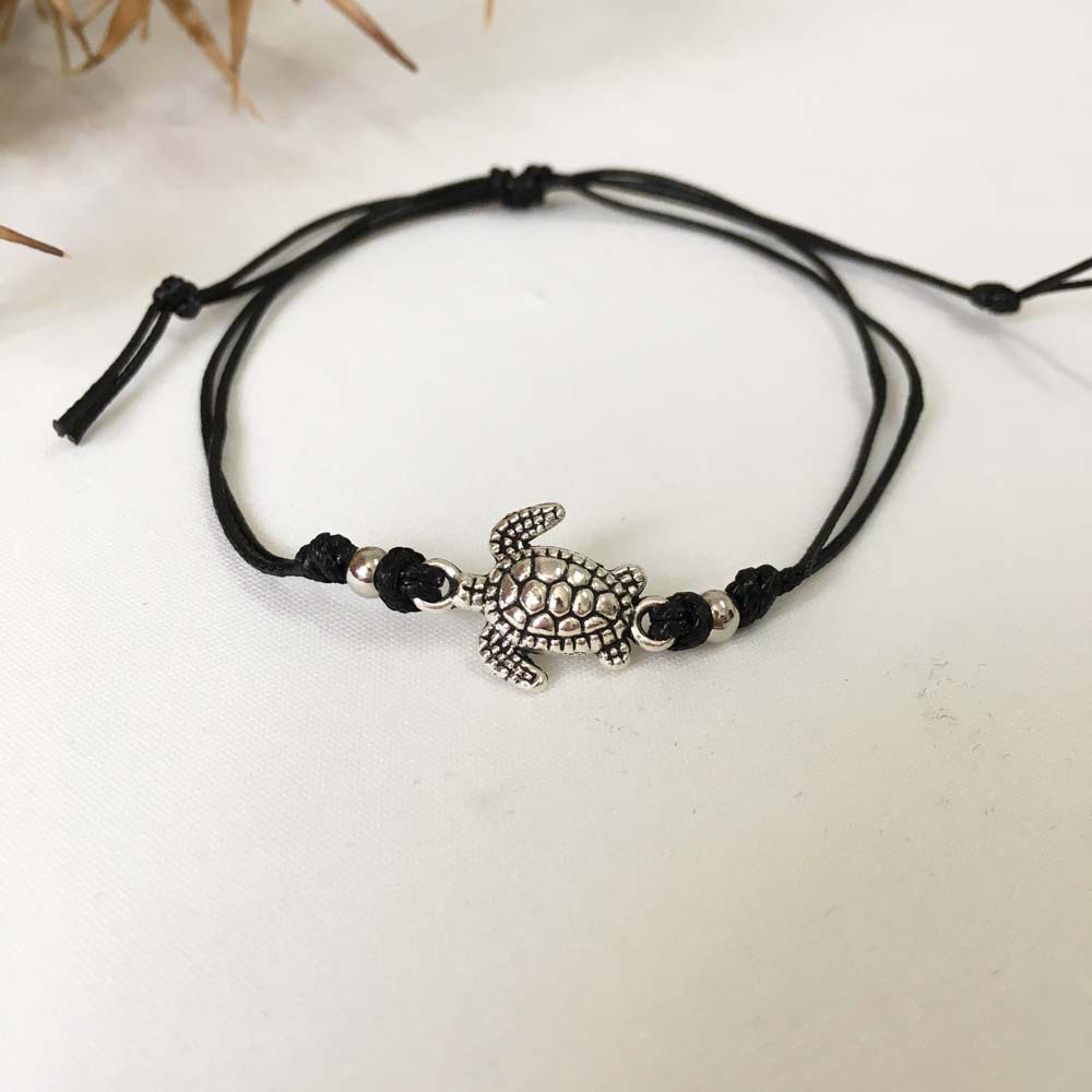 Fashionable Braided Rope Turtle Pendant Anklet For Women
