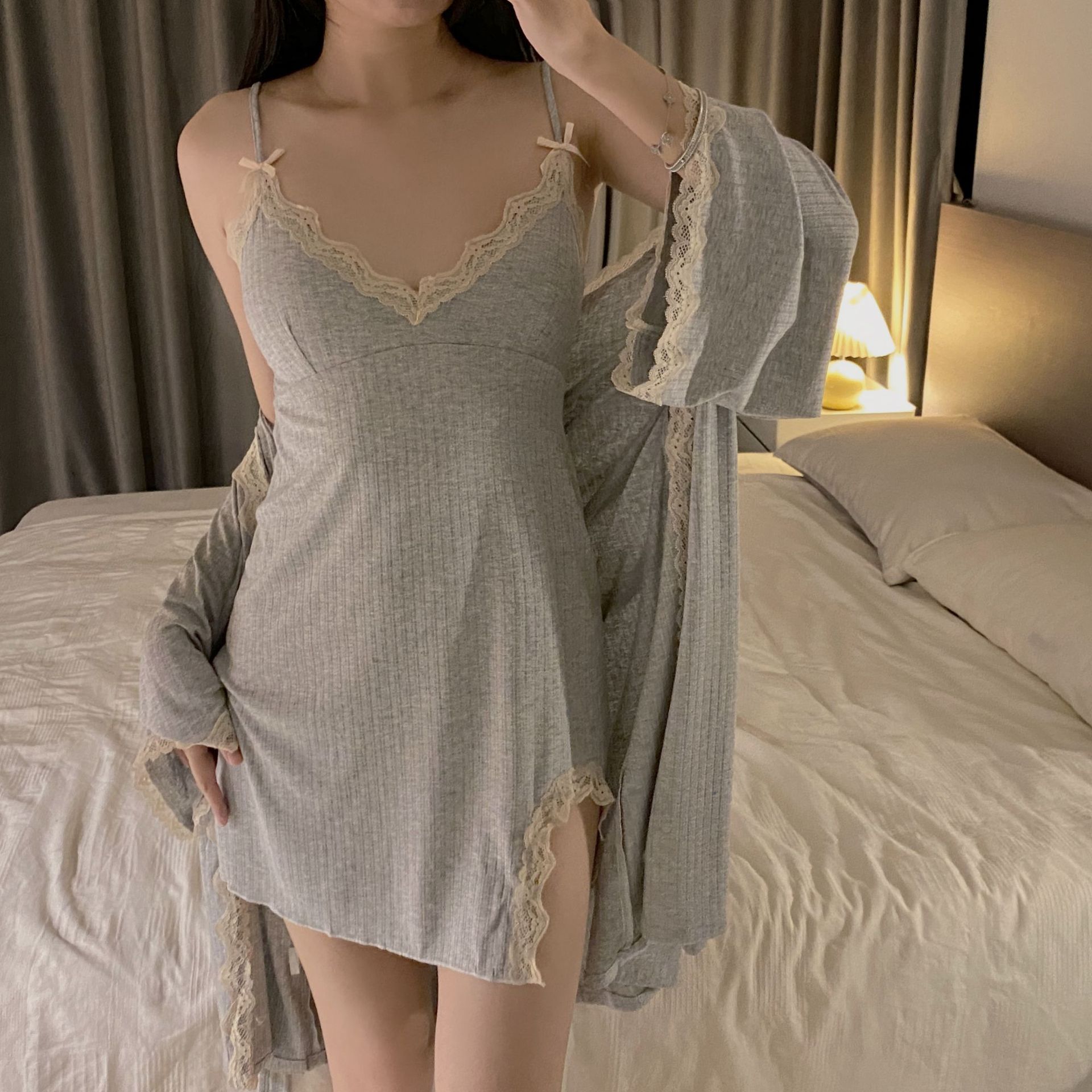 Women's Lace Versatile Modal Pajama Set - Image 11