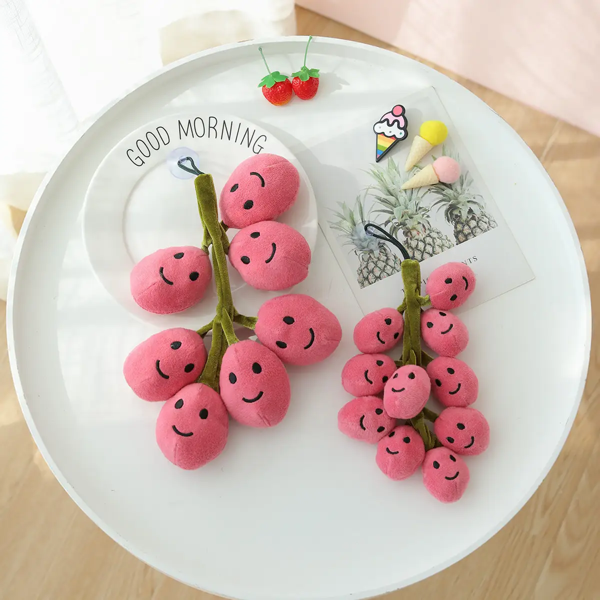 Cute String Of Grapes Plush Toy Doll Pendant