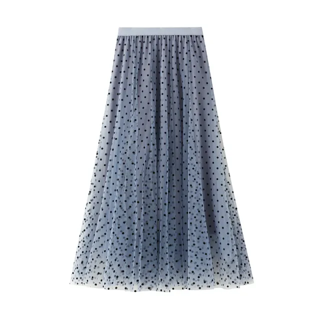 Slimming Cover Dot Mesh A Line Fishtail Skirt Gray - Shop at LoveMi